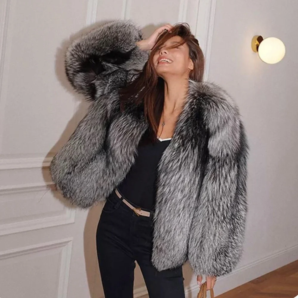 Real Silver Fox Fur BRAND NEW Jacket - Picture 10 of 12